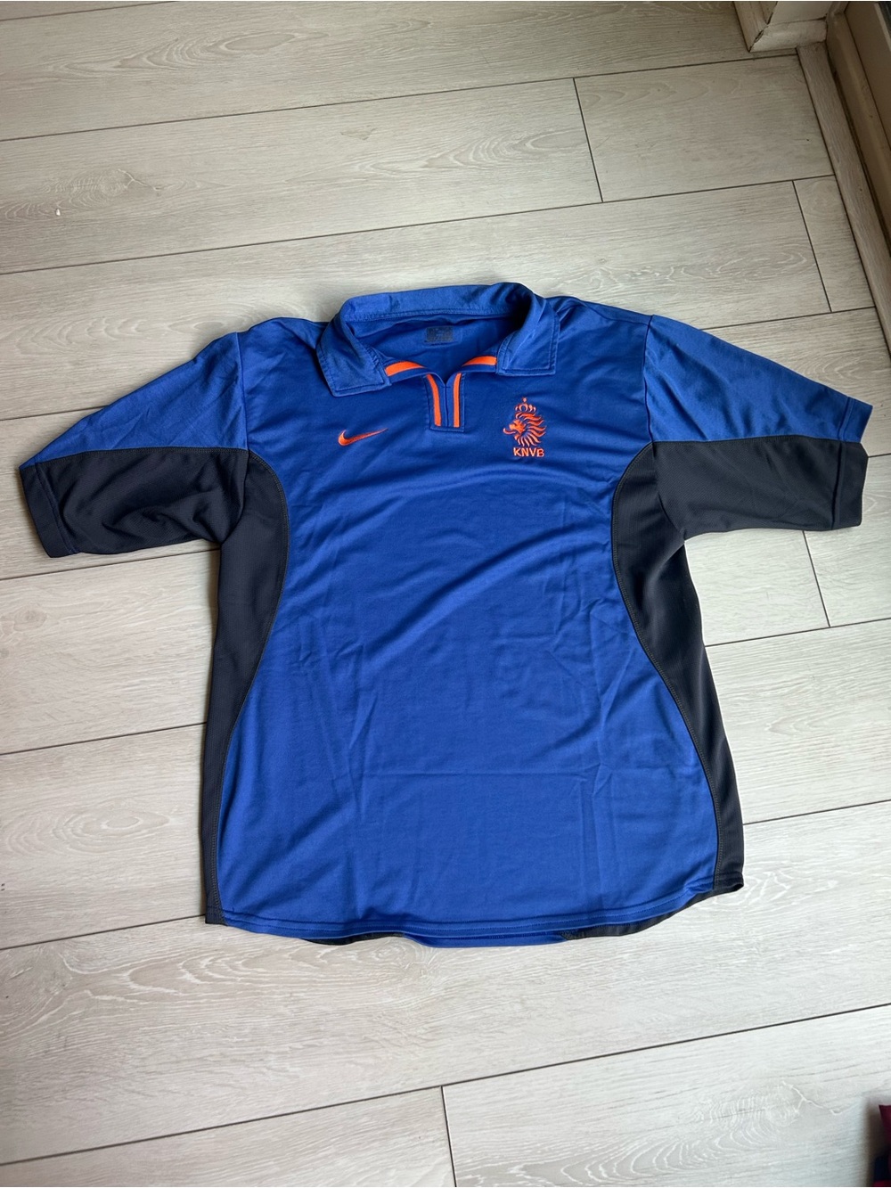 Nike Blue and Black KNVB Netherlands Soccer Jersey